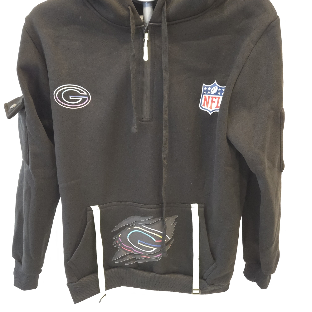 Black NFL Hoodie with Logo Patches